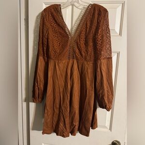 New Womens Brown Lace Dress